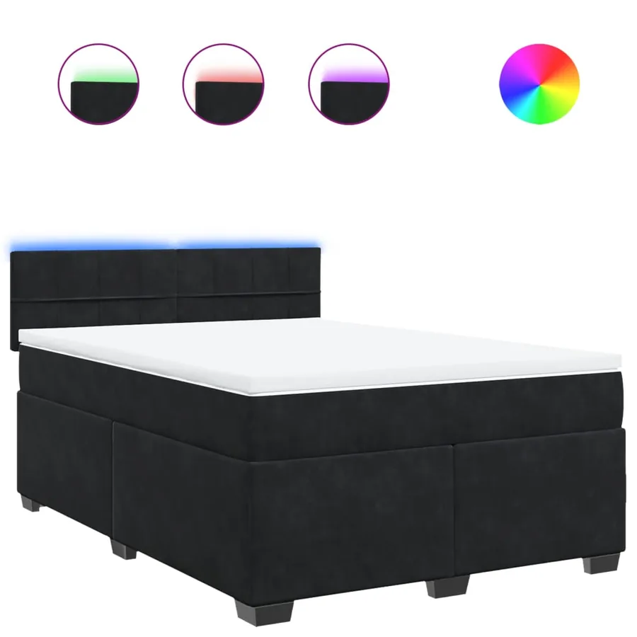 Sommier à lattes de lit avec matelas Noir 140x190 cm Velours - 2