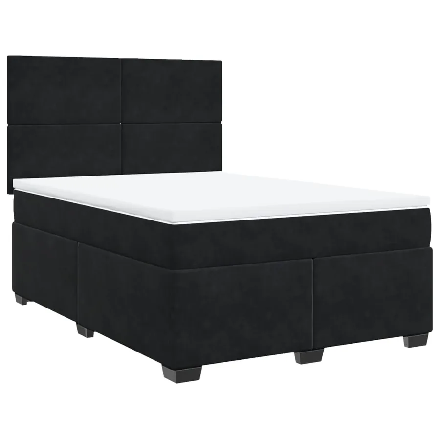 Sommier à lattes de lit avec matelas Noir 140x190 cm Velours - 2