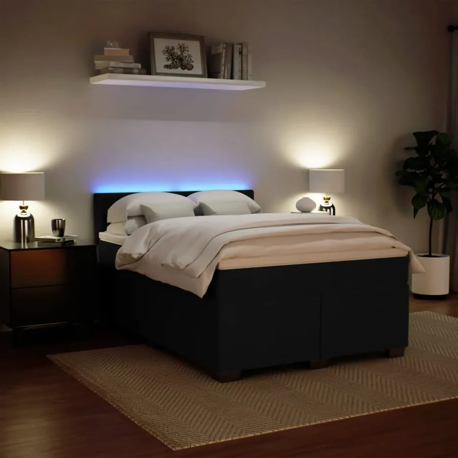 Sommier à lattes de lit avec matelas Noir 140x190 cm Velours - 4