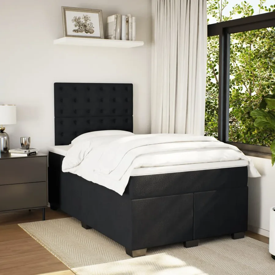 Sommier à lattes de lit avec matelas noir 120x190 cm velours - 3
