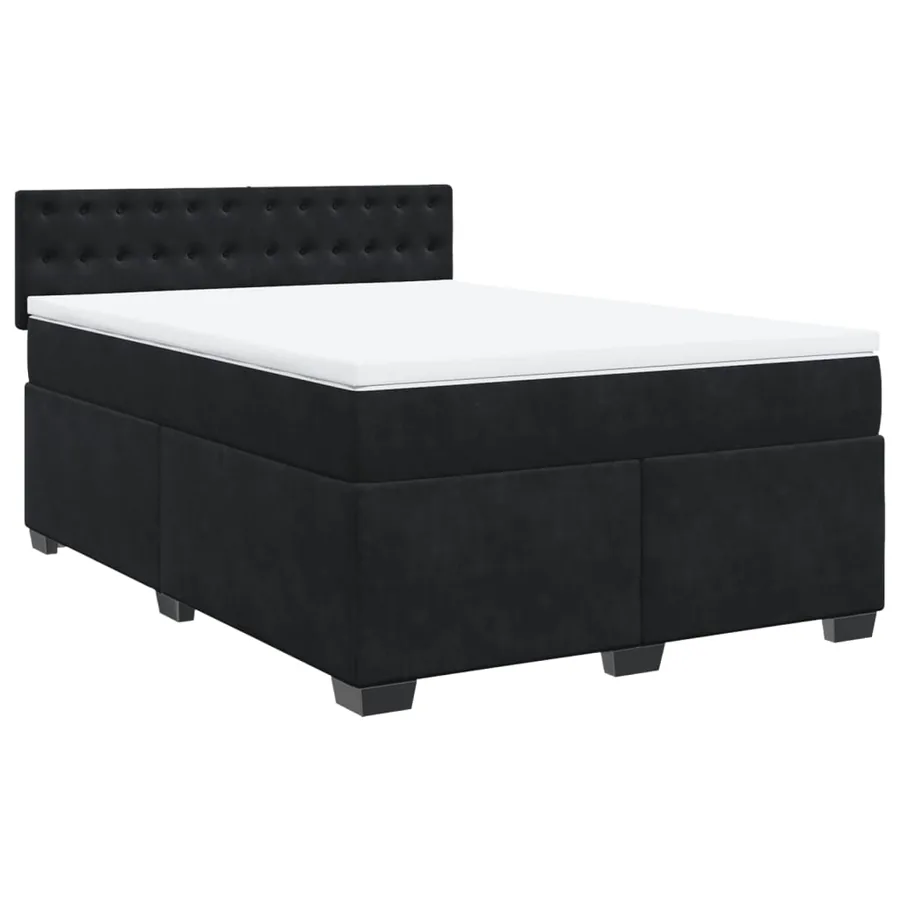 Sommier à lattes de lit avec matelas Noir 140x190 cm Velours - 2