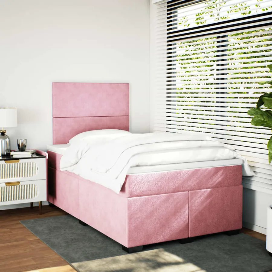 Sommier à lattes de lit avec matelas Rose 120x200 cm Velours - 4