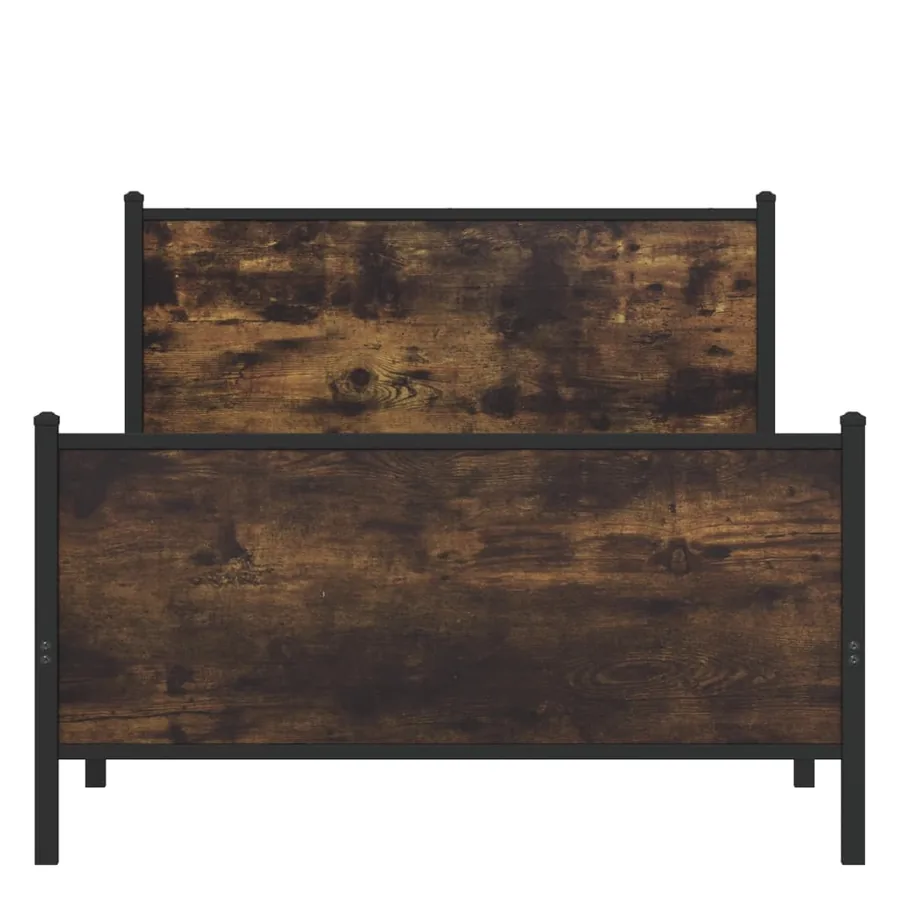 Cadre de lit en métal sans matelas chêne fumé 100x200 cm - 5