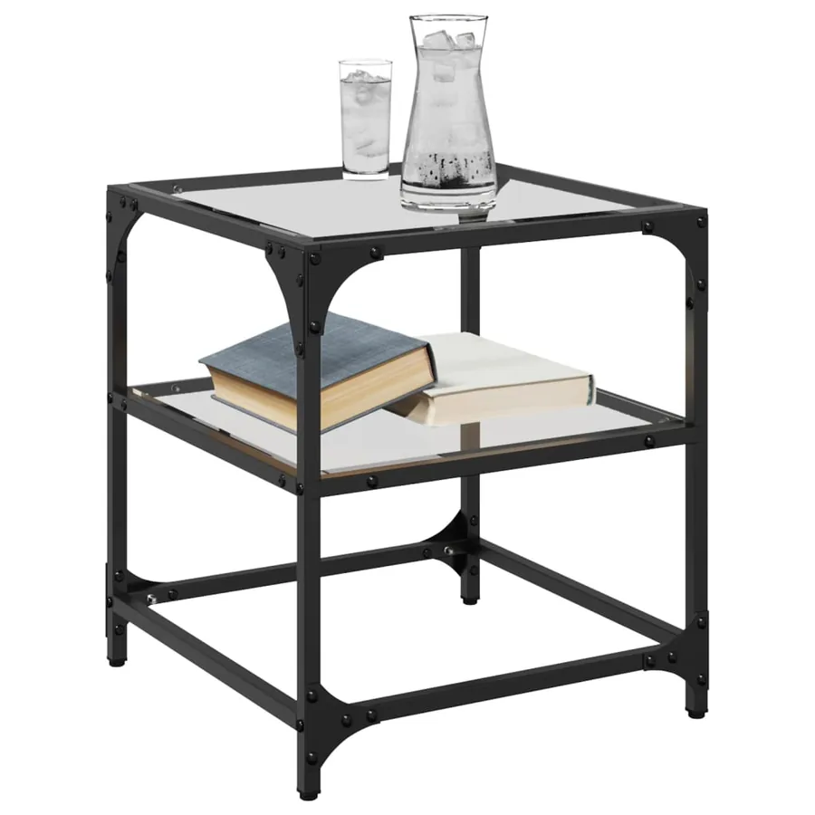 Tables basses avec dessus en verre transparent 2 pcs acier - 3