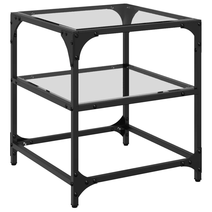 Tables basses avec dessus en verre transparent 2 pcs acier - 4