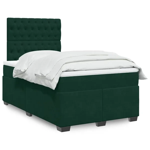 Sommier à lattes de lit et matelas Vert foncé 120x200cm Velours
