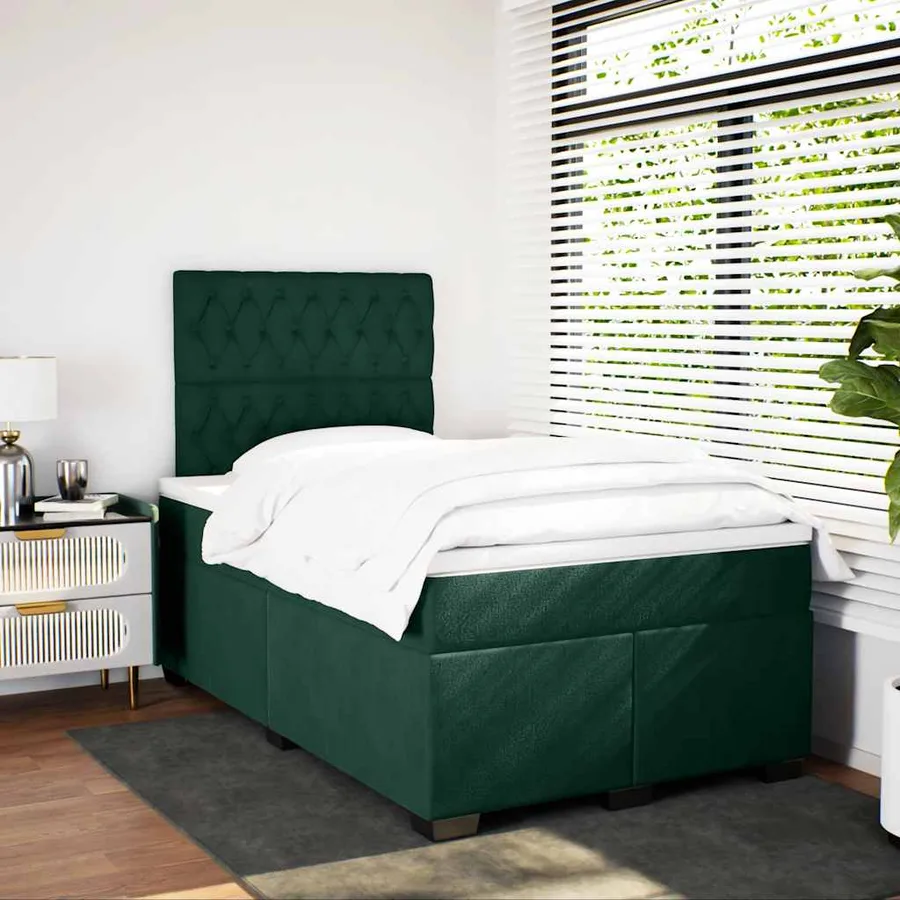 Sommier à lattes de lit et matelas Vert foncé 120x200cm Velours - 3