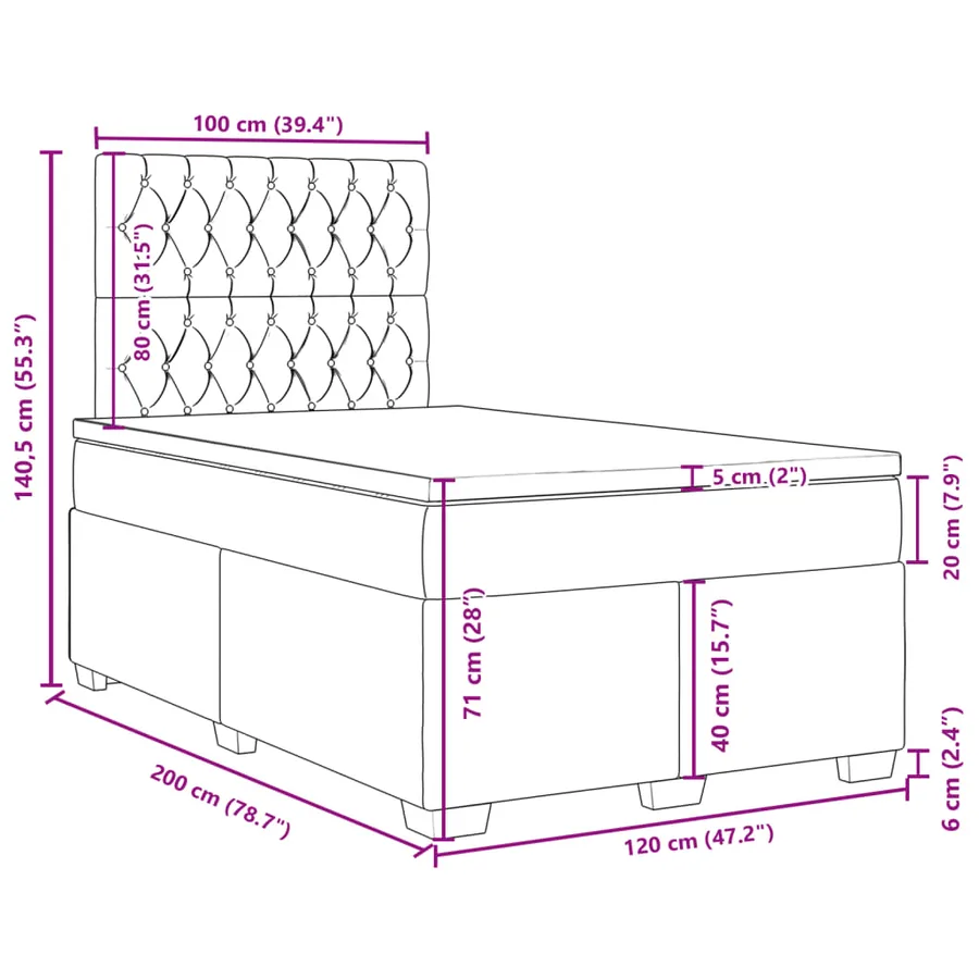 Sommier à lattes de lit avec matelas Rose 120x200 cm Velours - 13