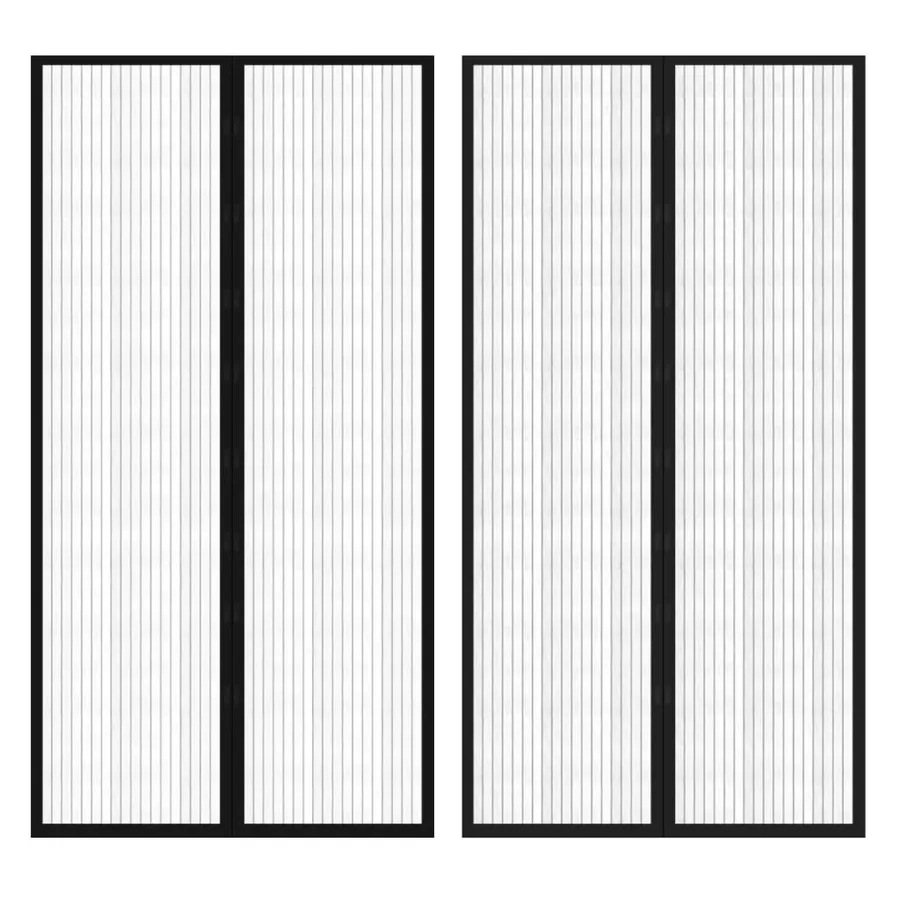 Rideau de porte contre insectes 210x100cm 2 pcs magnétique noir