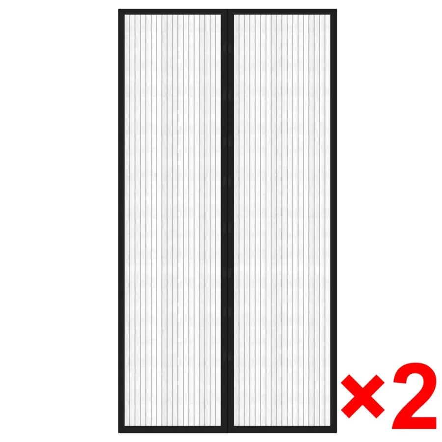 Rideau de porte contre insectes 210x100cm 2 pcs magnétique noir - 2