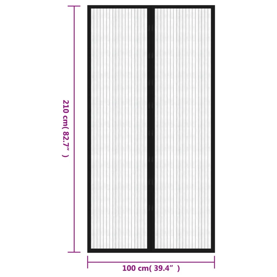 Rideau de porte contre insectes 210x100cm 2 pcs magnétique noir - 8