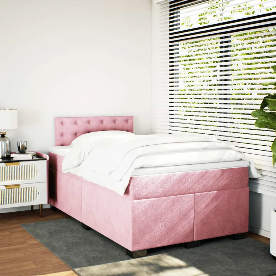 Sommier à lattes de lit avec matelas Rose 120x200 cm Velours - 3
