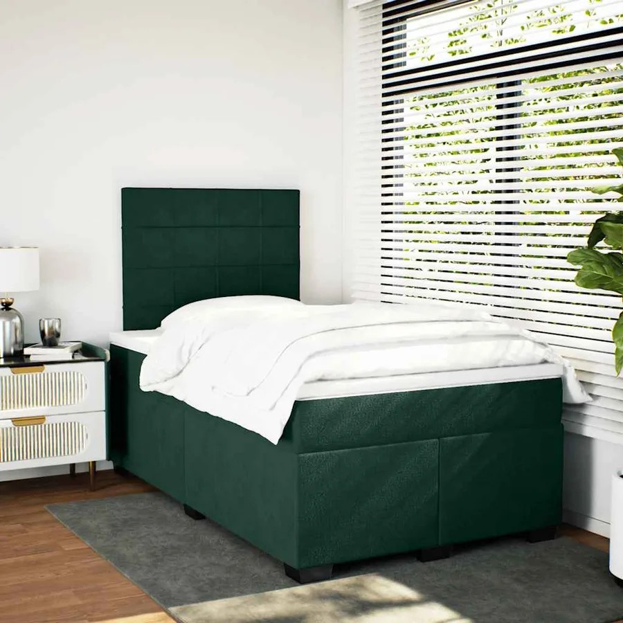 Sommier à lattes de lit et matelas Vert foncé 120x200cm Velours - 3