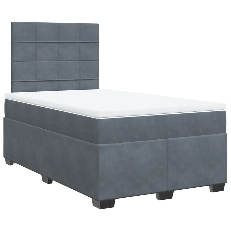 Sommier à lattes de lit et matelas Gris foncé 120x200cm Velours - 3