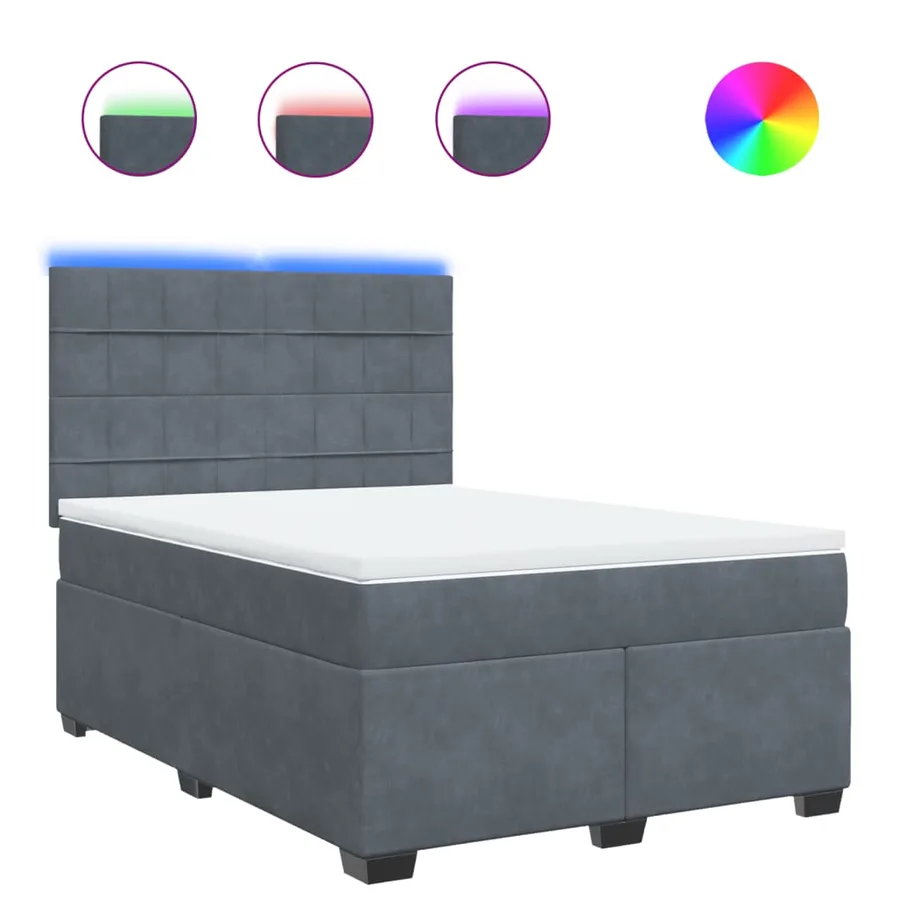 Sommier à lattes de lit et matelas Gris foncé 140x190cm Velours - 2