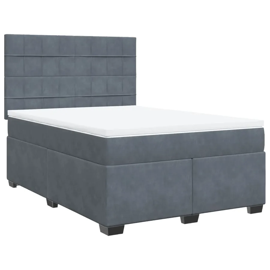 Sommier à lattes de lit et matelas Gris foncé 140x190cm Velours - 3