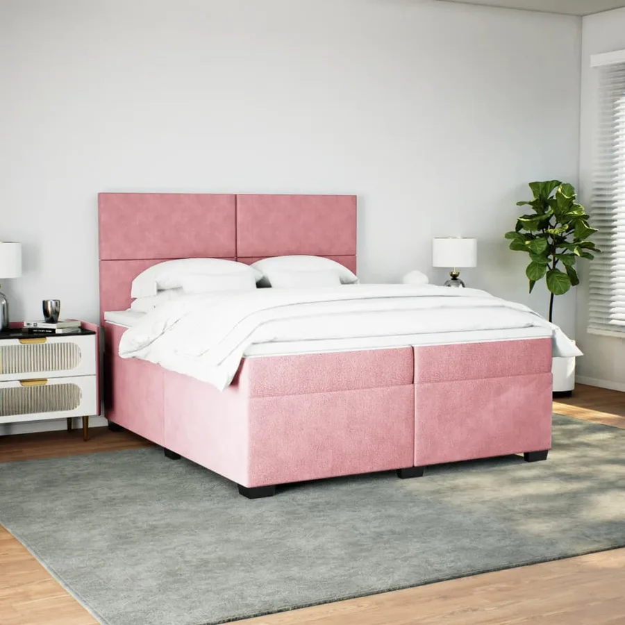 Sommier à lattes de lit avec matelas Rose 200x200 cm Velours - 3