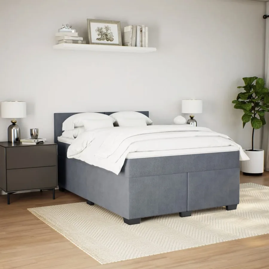 Sommier à lattes de lit et matelas Gris foncé 140x190cm Velours - 3