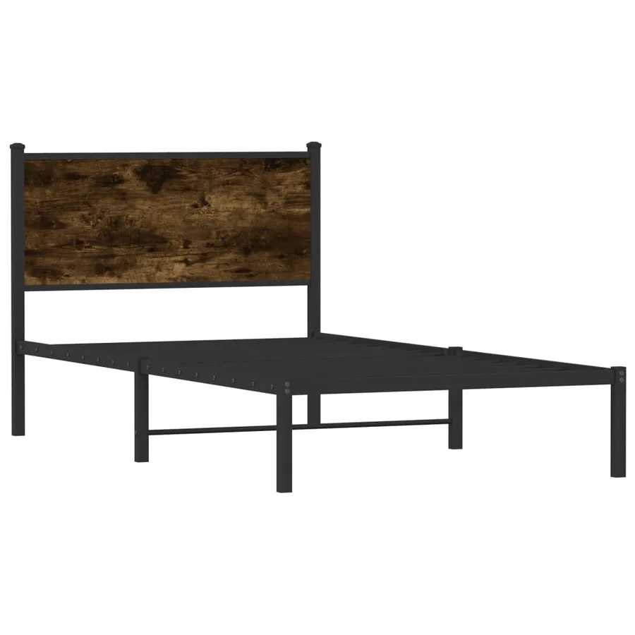 Cadre de lit en métal sans matelas chêne fumé 100x190 cm - 3