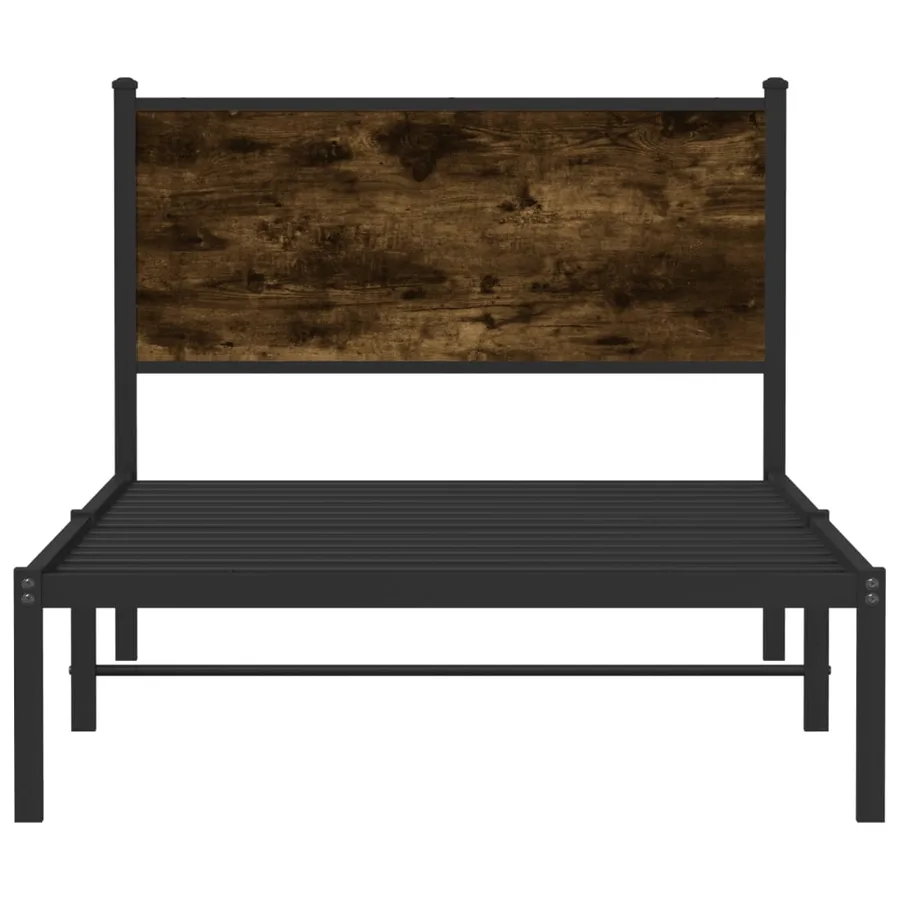 Cadre de lit en métal sans matelas chêne fumé 100x190 cm - 5
