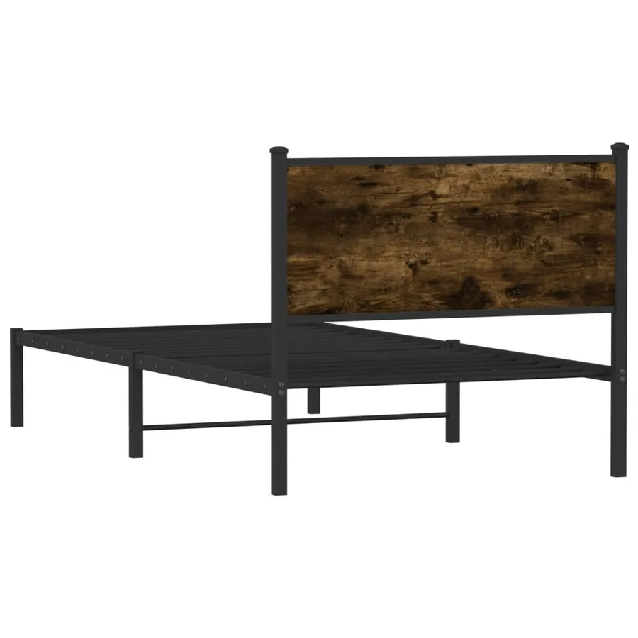 Cadre de lit en métal sans matelas chêne fumé 100x190 cm - 7