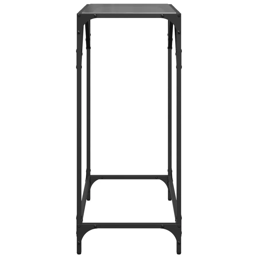 Table console avec dessus en verre noir 60x35x81 cm acier - 5