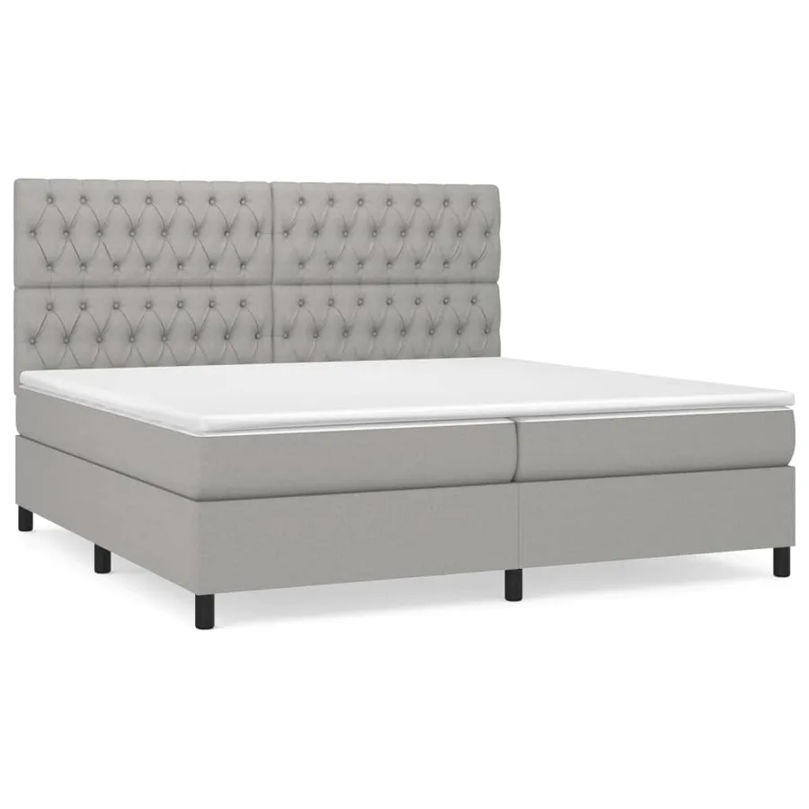 Sommier à lattes de lit avec matelas Gris clair 200x200cm Tissu - 2