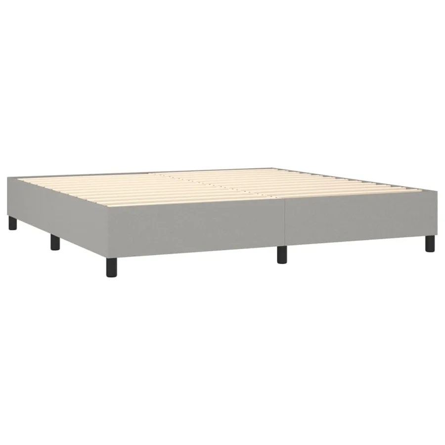 Sommier à lattes de lit avec matelas Gris clair 200x200cm Tissu - 4