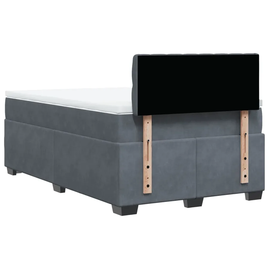 Sommier à lattes de lit et matelas gris foncé 120x190cm velours - 10
