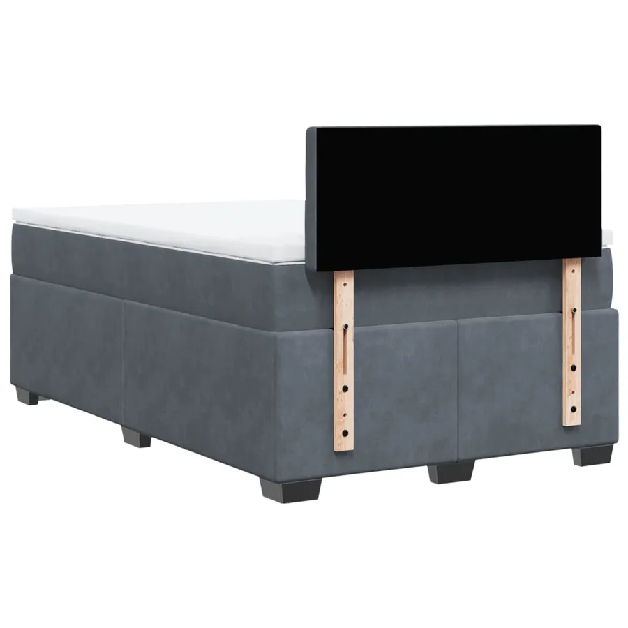 Sommier à lattes de lit et matelas gris foncé 120x190cm velours - 10