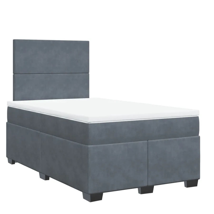 Sommier à lattes de lit et matelas gris foncé 120x190cm velours - 2