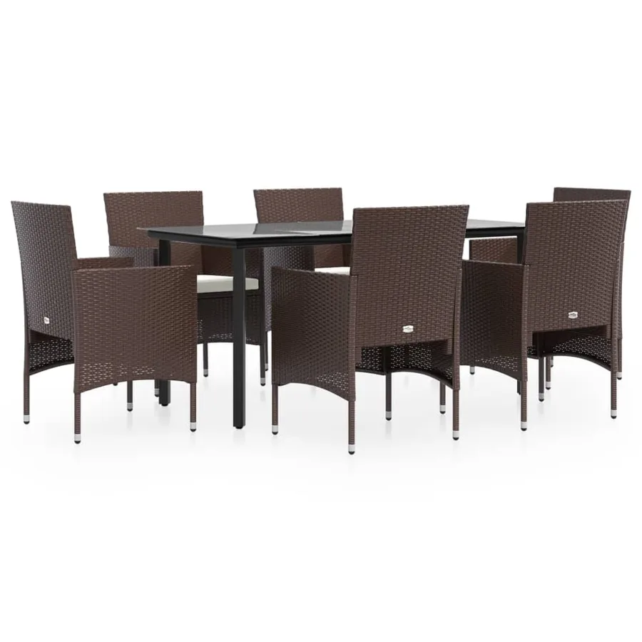 Garden dining set cushions 7 pcs Brown/black - 2