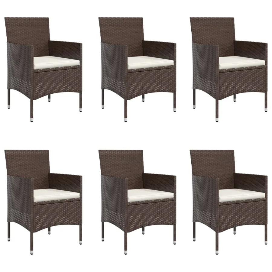 Ensemble à manger de jardin coussins 7 pcs Marron/noir - 4