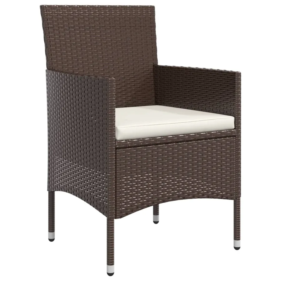 Ensemble à manger de jardin coussins 7 pcs Marron/noir - 5