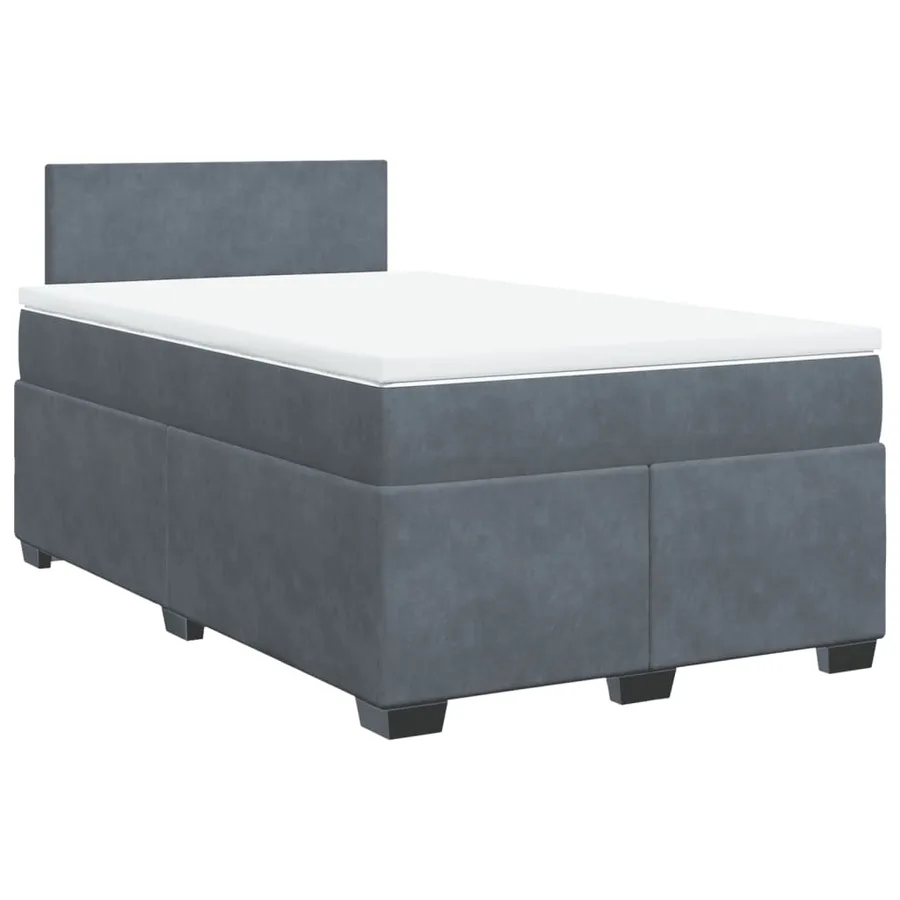 Sommier à lattes de lit et matelas gris foncé 120x190cm velours - 3