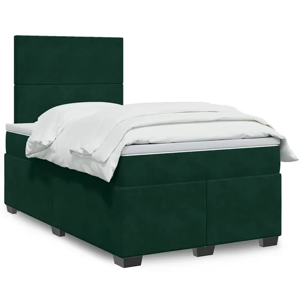 Sommier à lattes de lit avec matelas vert foncé 120x190 cm