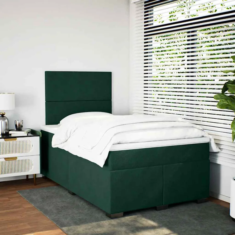 Sommier à lattes de lit avec matelas vert foncé 120x190 cm - 4