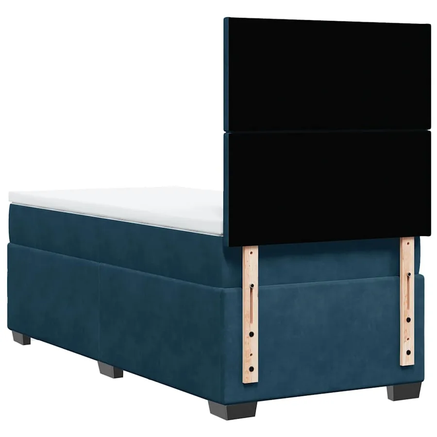 Sommier à lattes de lit avec matelas bleu 90x200 cm velours - 12