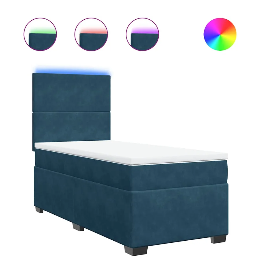 Sommier à lattes de lit avec matelas bleu 90x200 cm velours - 2