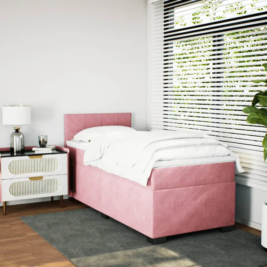 Sommier à lattes de lit avec matelas Rose 90x200 cm Velours - 3