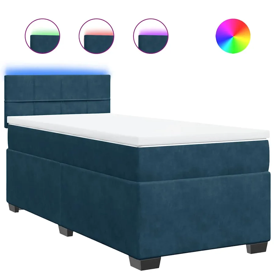Sommier à lattes de lit avec matelas bleu 90x200 cm velours - 2