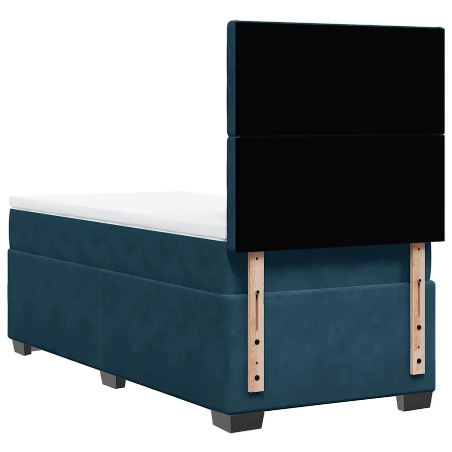 Sommier à lattes de lit avec matelas bleu 90x200 cm velours - 10