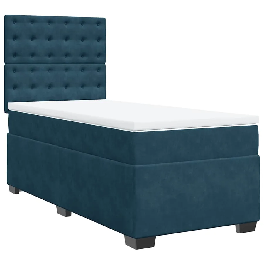 Sommier à lattes de lit avec matelas bleu 90x200 cm velours - 2