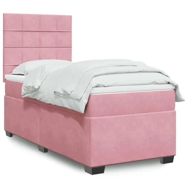 Sommier à lattes de lit avec matelas Rose 90x200 cm Velours
