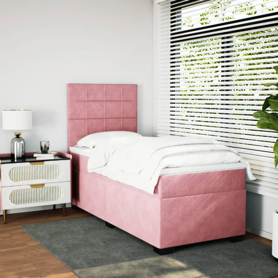 Sommier à lattes de lit avec matelas Rose 100x200 cm Velours - 3