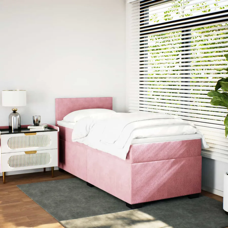 Sommier à lattes de lit avec matelas Rose 100x200 cm Velours - 3
