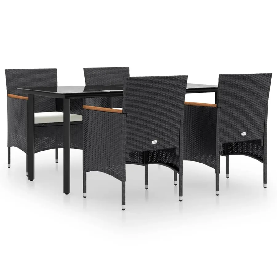5 pcs garden dining set with cushions Black - 2