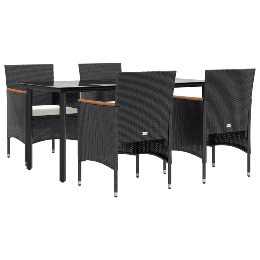 5 pcs garden dining set with cushions Black - 3