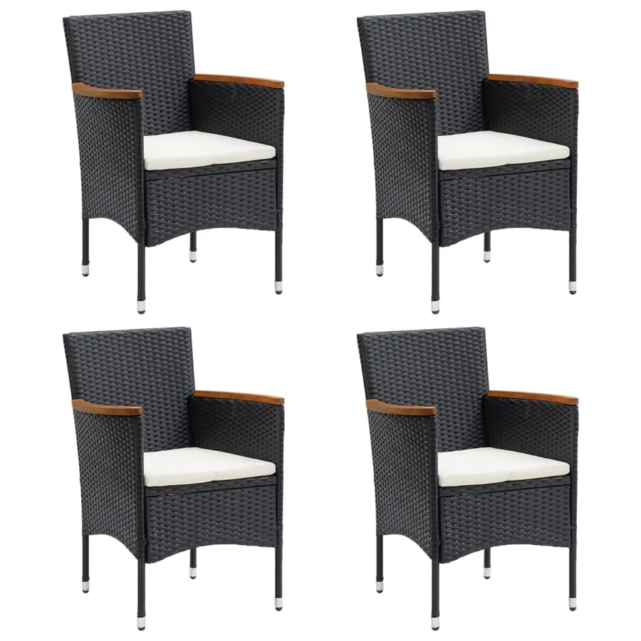 5 pcs garden dining set with cushions Black - 4