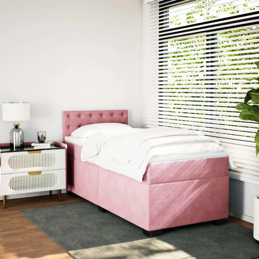 Sommier à lattes de lit avec matelas Rose 100x200 cm Velours - 5
